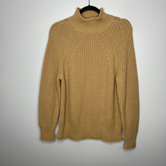 NWT J. CREW Relaxed Rollneck Sweater Khaki Chunky Knit Tan Small - Picture 2 of 6